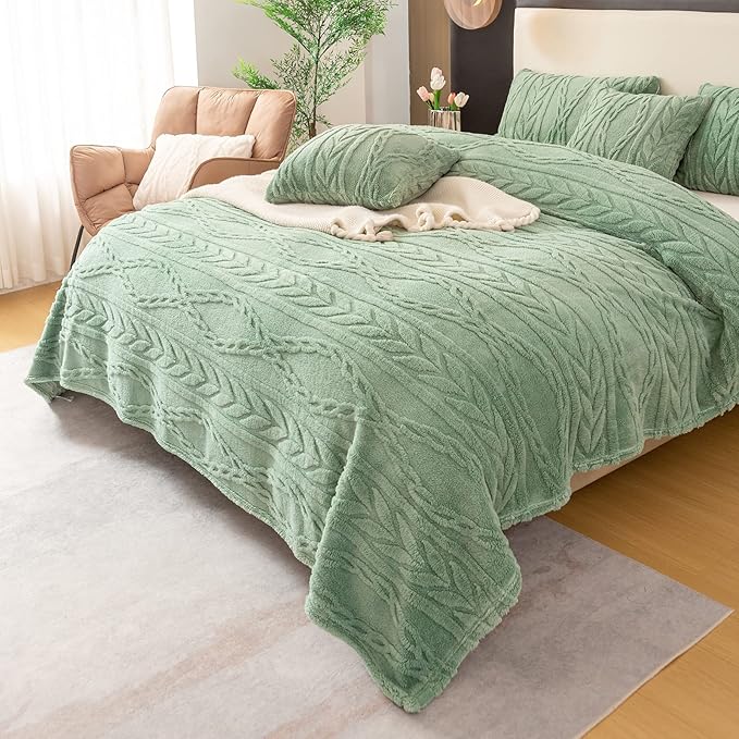YUSOKI Sherpa Throw Blanket-3D Stylish Design Super Soft Fuzzy Cozy Warm Blanket Thick Plush Fluffy Furry Blankets for Teen Girls Women Couch Bed Sofa Chair Men Boys Gift(Sage Green,50"x65")