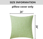 Home Brilliant Green Spring Pillow Covers Burlap Textured Solid Linen Sage European Cushion Cover Sham for Bench Decor, 24x24inch (60cm), Grass Green