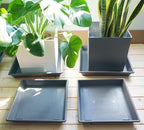 Square Plant Saucer 18 Inch 2 Pack, Large Plant Trays for Pots Heavy Duty Gray Plastic Plant Saucers for Indoors Outdoors, Flower Pot Plant Drip Trays No Holes Plant Lover Gardening Gifts