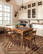 Area Rug 3x5 Rug Low Pile Print Pattern Machine Washable Non-Slip Western Rug for Living Room Bedroom Entryway Tribal Series -Yellowbrown/Cream