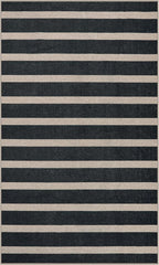 Lahome Striped Easy Jute 3x5 Outdoor Patio Porch Rug, Washable Rugs for Entryway Geometric Indoor Outdoor Living Room Carpet, Farmhouse Neutral Non Slip Black Carpet for Backyard Bedroom
