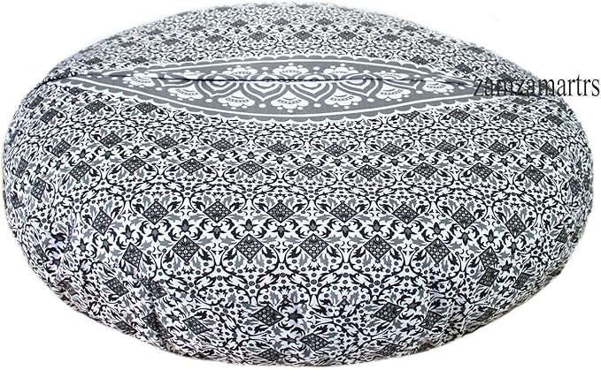 Large Indian Mandala Round Floor Cushion Cover Room Decor Cotton Pillow Sham Bohemian Ottoman Pouf Cover Outdoor Cushion Cover Pet Dog Bed Cover Beach Throws Footstool