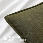 MIULEE Pack of 2 Olive Green Decorative Pillow Covers 20x20 Inch Soft Chenille Luxurious Couch Throw Pillows Farmhouse Cushion Covers with Elegant Design for Sofa Bedroom Living Room Home Decor