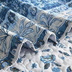 HORIMOTE HOME Boho Quilt King Size Blue Bohemian Floral Quilt Bedding Set, Soft Lightweight King Size Comforter Set for All Season, Farmhouse Bedspread Coverlet with 2 Pillow Shams, 106 x 96 inches