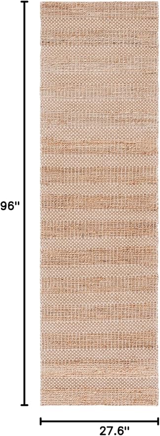 SAFAVIEH Natural Fiber Collection Runner Rug - 2'3" x 8', Ivory & Natural, Handmade Boho Farmhouse Rustic Jute & Cotton Jute, Ideal for High Traffic Areas in Living Room, Bedroom (NFB654A)