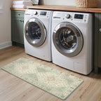 GENIMO Kitchen Mats for Floor 2PCs, Washable Anti Fatigue Mat for Cushioned, 17.3"x47"+17.3"x30", Waterproof Kitchen Rugs, Non Slip Comfort Standing Mat Rug for Home, Sink, Laundry, Vintage Green