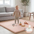 Baby Play Mat 50x50 Inches,1.3" Thick Padded Waterproof Floor Cushion & Playpen Mat with Vegan Leather,Non-Slip & Non-Toxic Nursery Rug for Infants, Toddlers & Kids(Pink)