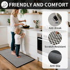 Long Kitchen Runner Rugs Kitchen Mat Non Slip Washable, Super Absorbent Soft Chenille Braided Kitchen Mats for Floor, Rubber Backing Kitchen Floor Sink Standing Mat, Easy Clean, Black 24"x71"