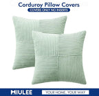MIULEE Mint Decorative Throw Pillow Covers 20x20 Inch for Couch Bed Sofa Pack of 2 Boho Farmhouse Throw Pillows Soft Cross Corduroy Patchwork Textured Cushion Cases