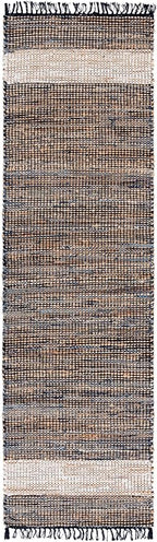 SAFAVIEH Cape Cod Collection Runner Rug - 2'3" x 8', Navy & Beige, Handmade Jute & Denim, Ideal for Living Room, Hallway, Foyer, Bedroom (CAP153N-28)