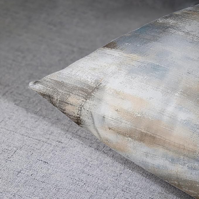 Britimes Throw Pillow Covers Modern Home Art Decor, 18 x 18 Inches Set of 2 Abstract Oil Painting Pillowcases for Bedroom, Living Room, Cushion Couch Sofa, Abstract Beige Grey Blue
