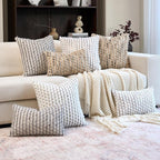 Aeckself Handmade Boho Chenille Tufted Pillow Cover 12x20 Inch, Rectangle Decorative Lumbar Throw Pillow Cover Neutral Pillowcase for Couch Bedroom Living Room, Green White