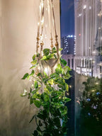 Comtelek Fake Hanging Plants with Lights Artificial Plants for Home Decor Macrame Plant Hanger with Fake Vines Faux Hanging Planter for Wall Ceiling Bedroom Bathroom Kitchen Office Boho Decor Indoor