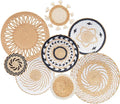 8 Pack Boho Wall Decor, 12 Inch Wall Basket Decor Round Handmade Hanging, Rattan Woven Wall Basket Decor for Living room, Rustic Flat Elegant, Farmhouse, Bedrooms, Table Settings, Kitchen Home