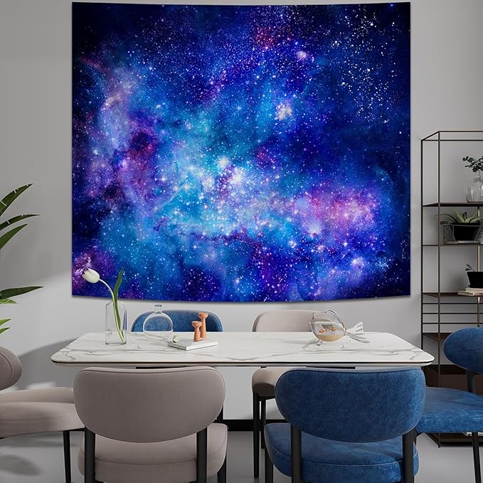 Apdidl Galaxy Space Backdrop Tapestry for Bedroom Aesthetic, Blue Purple Night Starry Sky Stars Universe Ceiling Tapestry, Mysterious Nebula Wall Hanging Room Decor for Living Room Dorm 60'' x 79''