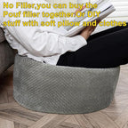 Asuprui Pouf Ottoman Unstuffed Pouf Ottoman Foot Rest No Filler Foot Stool Floor Pouf 20x20x12 Inches Fuzzy Chair Floor Chair Foot Rest with Storage for Living Room Bedroom Light Gray Pouf Cover