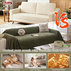 ROOMLIFE Green Sofa Cover, Vintage Boho Couch Cover for 3 Cushion Sofa, Non Slip Soft Chenille Sofa Slipcovers for Dog, Washable Furniture Sofa Protector Cover with Tassel for Living Room, 71''X150”