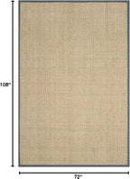SAFAVIEH Area Rug 6x9 - Natural Fiber Collection - Natural & Dark Grey, Seagrass, Basketweave Pattern with Border (NF114Q)