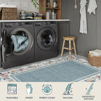 Lahome Floral Area Rug for Living Room, Washable Rugs 5x7 Soft Low Pile Scalloped Large Rugs for Bedroom, Farmhouse, Dining Room, Kids, Ariele Blue