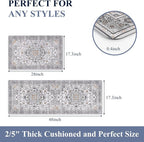 HEBE Anti Fatigue Kitchen Rug Sets 2 Piece Non Slip Kitchen Mats for Floor Cushioned Kitchen Rugs and Mats Waterproof Comfort Standing Mat Runner for Kitchen,Home Office,Sink,Laundry