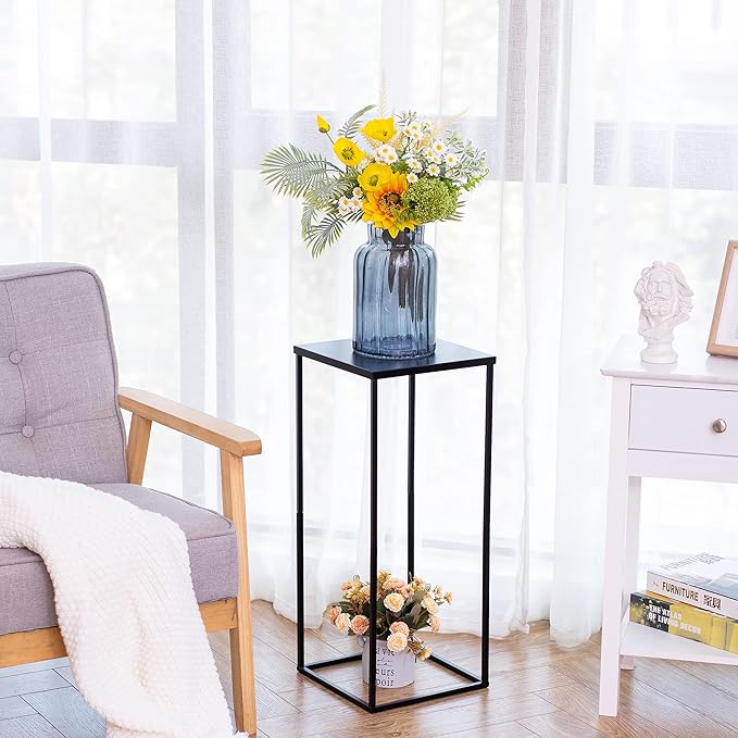 Black Plant Stand Pedestal Stand - 2 Pcs Metal Plant Stand, 23.6in Tall Flower Stand Vase Flower Holder, Wedding Centerpieces for Table, Corner Planter Pot Rack for Living Room, Home, Patio Decor