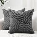 Topfinel Set of 2 Decorative Darkgrey Throw Pillow Covers 22x22 Inch Soft Corduroy Pillow Covers Boho Textured Striped Patchwork Cushion Cases for Couch Sofa Bed Cute Aesthetic Home Decor