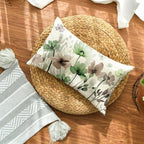 AVOIN colorlife Poppy Flowers Chinoiserie Spring Throw Pillow Cover, 12 x 20 Inch Sage Green Brown Seasonal Leaves Cushion Case Decoration for Sofa Couch Farmhouse