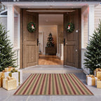 Lahome Christmas Outdoor Rug, 3x5 Christmas Decorations for Porch Entryway Front Door, Striped Plaid Decor Non Slip Non Shedding Red and Green Carpet for Foyer Patio