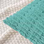 MIULEE Pack of 2 Corduroy Decorative Throw Pillow Covers 16x16 Inch Soft Boho Striped Pillow Covers Modern Farmhouse Home Decor for Summer Sofa Living Room Couch Bed Aqua Green