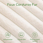 HIGOGOGO Round Stuffed Pouf Ottoman, Stripe Faux Fur Poufs with Foam Chunk Filling, Furry and Fluffy Pouf Foot Stool Storage Ottoman, 26 X 18 Floor Poufs Foot Rest for Living Room, Beige