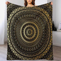 Black Gold Mandala Throw Blanket Boho Indian Hippie Vintage Abstract Bohemian Flower Blanket for Sofa Bed Couch Chair Or Dorm 60"x80"
