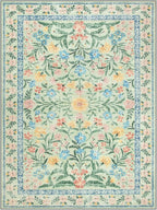 Lahome Sylvie Boho Light Green Large Area Rugs for Bedroom 9x12, Floral Washable Rugs Living Room, Soft Non-Slip Thin Rug for Nursery Kids Playroom Tween Girls Home, Tea Green