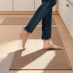 Kitchen Mat Set of 2 PCS, Cushioned Non Slip Rugs for Kitchen Floor, Absorbent Runner Comfort Standing Mats Washable for Kitchen, Office, Home (Camel, 17.3"x47"+17.3"x30")