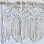 Macrame Doorway Curtains Wall Hanging Window Curtain Panels Closet Room Divider Boho Wedding Decor Backdrop Macrame Valance Boho Kitchen Valance (Ivory White, 52''W x 21.6''H)