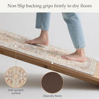 GENIMO Kitchen Mats for Floor, 2PCS Kitchen Rugs Non Slip Washable, Waterproof Anti Fatigue Mat, Comfort Standing Runner Rug for Sink, Office, Laundry, Home, 17.3"x47"+17.3"x30", Orange&Brown