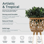 Handcrafted Bamboo Planters with Wooden Legs as Home Decor - Timeless Flower Pots for Entryway and Garden - Patterned Plant Pots for Outdoor and Indoor Plants - Set of 3, 26", 23", 20", Brown
