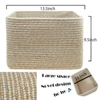 COMFY-HOMI Square Woven Cotton Rope Basket for Organizing, Gift Baskets for Handles, Empty Gift Baskets, Toy Basket for bins|13.5" x 11" x 9.5" home decor for Living Room, Bathroom