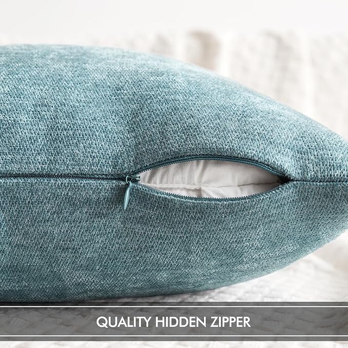 MIULEE Pack of 2 Blue Gray Decorative Pillow Covers 20x20 Inch Soft Chenille Couch Spring Throw Pillows Farmhouse Cushion Covers for Home Decor Sofa Bedroom Living Room