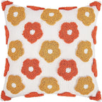 Adabana Chenille Flower Throw Pillow Cover 18x18 Boho Decorative Tufted Pillows Cover Soft Textured Accent Pillow for Couch Bed Sofa Living Room Bedroom, Yellow Orange