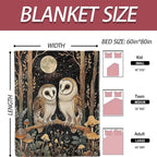 Moonlit Owl Couple Flannel Blanket 50x60in,Enchanted Forest Mushroom Night Scene,Soft Lightweight Throw for Bird Lovers,Cottagecore Decor,Nature Fans and Witchy Aesthetic Home Gifts Blankets