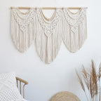 guzhiou large macrame wall hanging - Boho Tapestry Macrame Wall Decor Art- Chic Bohemian Handmade Woven Tapestry Home Decoration for Bedroom Living Room Apartment Wedding Party - 43"x32" (Wood bead)