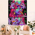 Wegklazax Fantasy Tapestry Blacklight Tapestry for Bedroom Cool Tapestries Wall Hanging for Bedroom and Living Room Pink 70×90 Inches