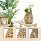 Woven Front Door Basket Water Hyacinth Wall Hanging Basket Decorative Boho Mounted Organizer for Dried Flower Plants Storage Basket for Garden, Home, and Farmhouse Décor (B_Corn Husk)