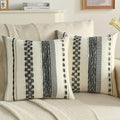 FUTEI Black White Decorative Throw Pillow Covers 18x18 Inch Set of 2, Soft Tufted Striped Textured Accent Cushion Case,Boho Pillows for Couch Decor