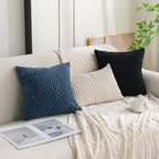 Set of 4 Black Decorative Throw Pillow Covers 20x20 Inch Corduroy Pillow Covers for Bed Couch Sofa Living Room Soft Square Cushion Cases