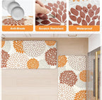 KIMODE Kitchen Mats for Floor Anti Fatigue, 17"x47"+17"x29" Dahlia Floral Kitchen Floor Mats,Farmhouse Kitchen Rugs Non Slip Cushioned, Comfort Standing Desk Mat for Sink, Laundry, Desk Orange
