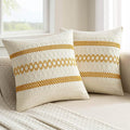 MIULEE Set of 2 Mustard Yellow Boho Decorative Pillow Covers 16x16 Inch Farmhouse Rustic Couch Throw Pillows Modern Cotton Cushion Covers Retro Cute Macrame Woven Spring Home Decor for Bed Sofa Chair