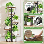 Plant Stand Indoor with Grow Light, 51" Tall Plant Stand for Multiple Plants, 6 Tiered Plant Shelf Indoor, Corner Metal Flower Plant Holder Display Rack for Living Room, Patio Decor
