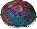 CRAFT KALA 22" Mandala Meditation Floor Pillows Cover Pouf Cover Round Seating Bohemian Mandala Cotton Floor Cushion Cover Outdoor Fireplace Seating Living Room Yoga Room Home Décor (Multi Peacock)