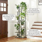 Plant Stand Indoor 7 Tier 8 Potted Metal Wood Plant Shelf, Multiple Flower Pots Corner Tall Plant Holder Stands for Living Room Balcony Bedroom, Oak Grey